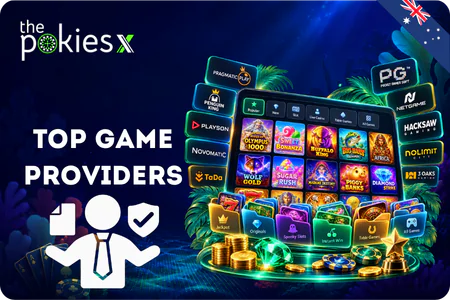 Leading pokie studios behind the games in The Pokies lobby