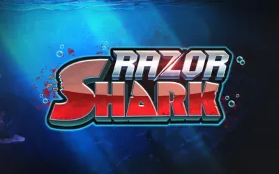 Razor Shark logo by Push Gaming over deep blue water